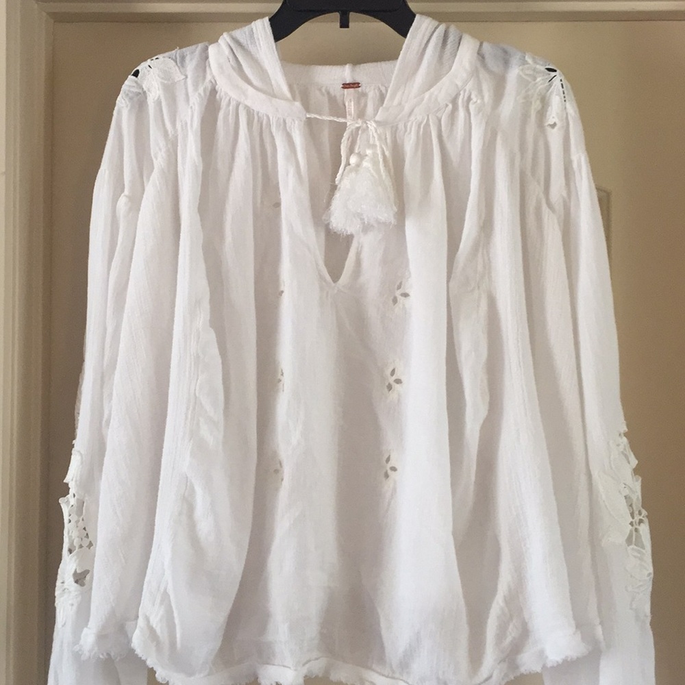 Free People cotton with lace hoodie